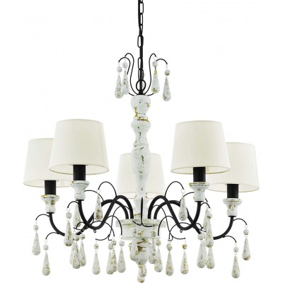 386,95 € Free Shipping | Chandelier Eglo 40W 110×66 cm. 5 light points Wood and textile. Beige Color