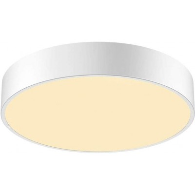 Внутренний потолочный светильник 30W 3000K Теплый свет. Круглый Форма 38×38 cm. LED Гостинная, столовая и спальная комната. Поликарбонат. Белый Цвет
