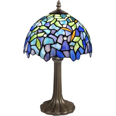 Lampada da tavolo 40W Forma Conica 40×25 cm. Soggiorno, sala da pranzo e camera da letto. Stile design. Bicchiere. Colore blu