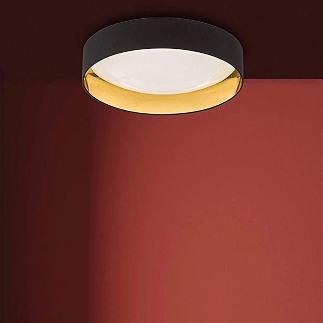 268,95 € Envio grátis | Luz de teto interna 33W 60×60 cm. Acrílico, metais e têxtil. Cor preto