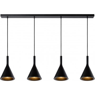 332,95 € Envio grátis | Lâmpada pendurada 100W 160×120 cm. 4 pontos de luz Metais e concreto. Cor preto