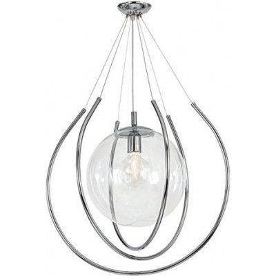 428,95 € Free Shipping | Hanging lamp 60W Spherical Shape 90×55 cm. Living room, dining room and bedroom. Crystal, Metal casting and Glass. Plated chrome Color