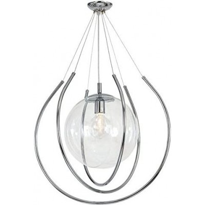 408,95 € Envío gratis | Lámpara colgante 60W 90×55 cm. Cristal, metal y vidrio. Color cromado