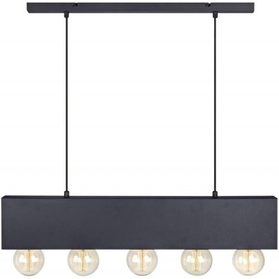 Lámpara colgante 40W Forma Alargada 80×10 cm. 5 puntos de luz Salón, comedor y dormitorio. Estilo moderno. Metal. Color negro