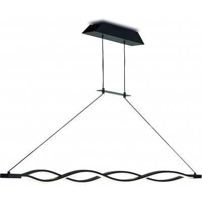 Hanging lamp 36W Extended Shape 155×114 cm. Adjustable height Living room, dining room and bedroom. Modern Style. Steel, Acrylic and Aluminum. Black Color
