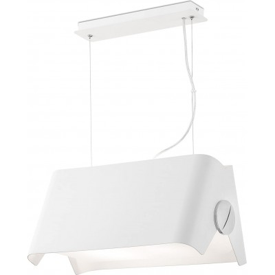 Lámpara colgante 100W Forma Rectangular 120×48 cm. Comedor, dormitorio y vestíbulo. Aluminio, Metal y Policarbonato. Color blanco