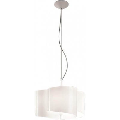 Lámpara colgante 70W Forma Cilíndrica 83×40 cm. Comedor, dormitorio y vestíbulo. Estilo moderno. Metal, Papel y Vidrio. Color blanco
