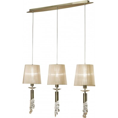 469,95 € Free Shipping | Hanging lamp 20W Cylindrical Shape 150×100 cm. Triple height-adjustable spotlight Living room, dining room and bedroom. Classic Style. Crystal and Metal casting. Sand Color