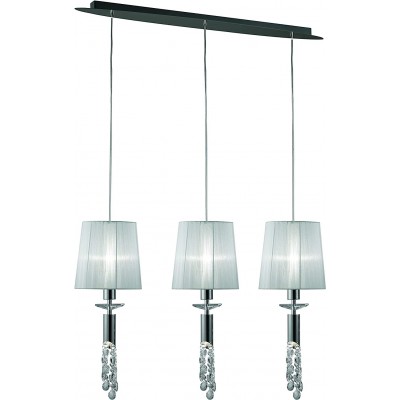 Lampada a sospensione 150×100 cm. Triplo faretto regolabile in altezza Cristallo e metallo. Colore cromato