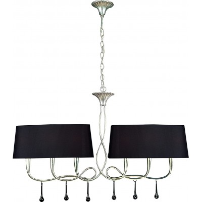 吊灯 180W 168×101 cm. 2个光点。可调高度 客厅, 饭厅 和 卧室. 经典的 风格. 水晶, 金属 和 纺织品. 黑色的 颜色
