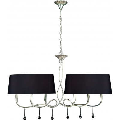 393,95 € Free Shipping | Hanging lamp 180W 168×101 cm. 2 points of light. adjustable height Crystal, metal casting and textile. Black Color