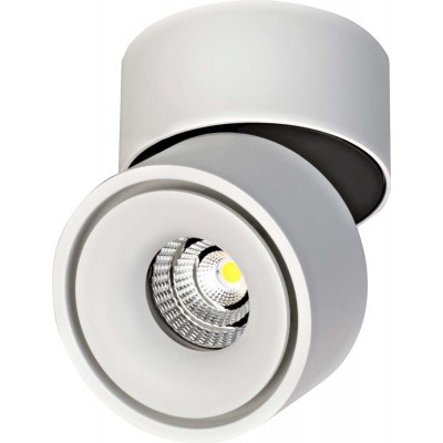 Indoor spotlight 10W Round Shape Ø 10 cm. Adjustable LED Living room, dining room and lobby. Aluminum and Glass. White Color