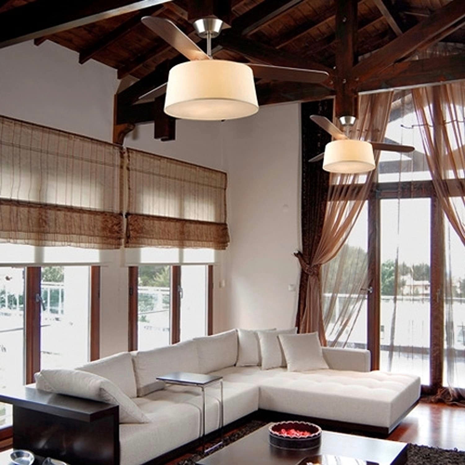 315,95 € Spedizione Gratuita | Ventilatore da soffitto con luce 60W 132×132 cm. Include ventola a 3 pale Metallo nichelato. Colore beige