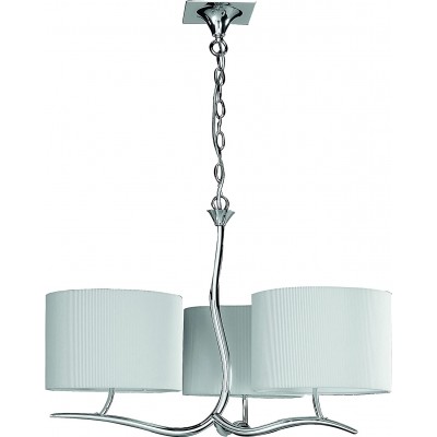 Lampada a sospensione 20W Forma Cilindrica 190×70 cm. 3 punti luce. altezza regolabile Soggiorno, camera da letto e atrio. Stile moderno. Metallo e Tessile. Colore cromato