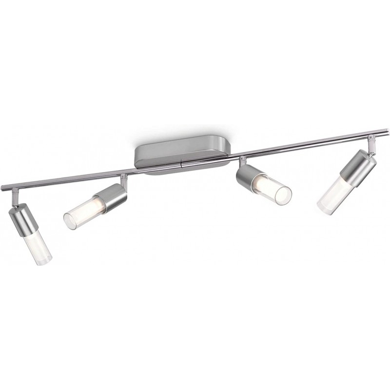 74,95 € Envío gratis | Foco para interior Philips 5W 2700K Luz muy cálida. 79×18 cm. 4 focos LED instalados en barra Metal. Color cromado