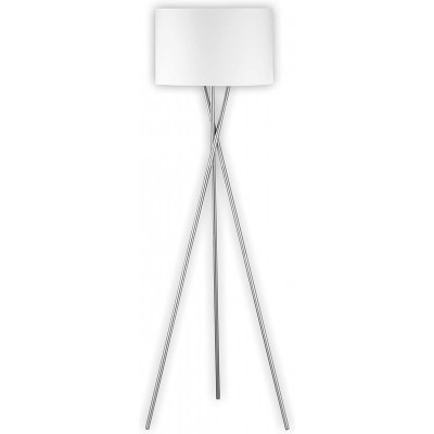 Lampada da pavimento 60W Forma Cilindrica 160×54 cm. Posto su treppiede Soggiorno, sala da pranzo e atrio. Stile moderno. Metallo e Tessile. Colore grigio