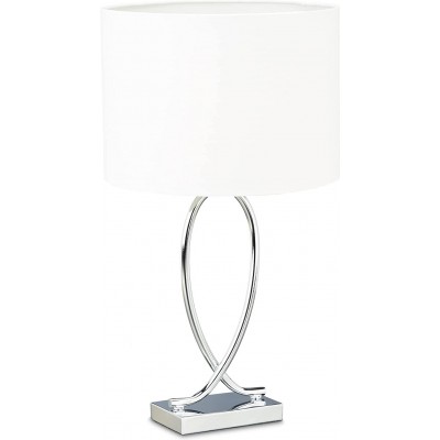 Lampada da tavolo 40W 36×28 cm. Metallo e tessile. Colore bianca