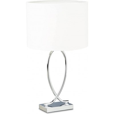 Lampada da tavolo 40W Forma Cilindrica 36×28 cm. Soggiorno, cucina e zona bambini. Stile moderno. Metallo e Tessile. Colore bianca