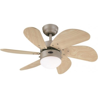 122,95 € Free Shipping | Ceiling fan with light 60W 76×76 cm. 6 blades-blades Living room, dining room and bedroom. Modern Style. Metal casting. Sand Color