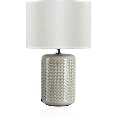 Table lamp 20W Cylindrical Shape 40×25 cm. Dining room, office and warehouse. Modern Style. Ceramic and Textile. Beige Color