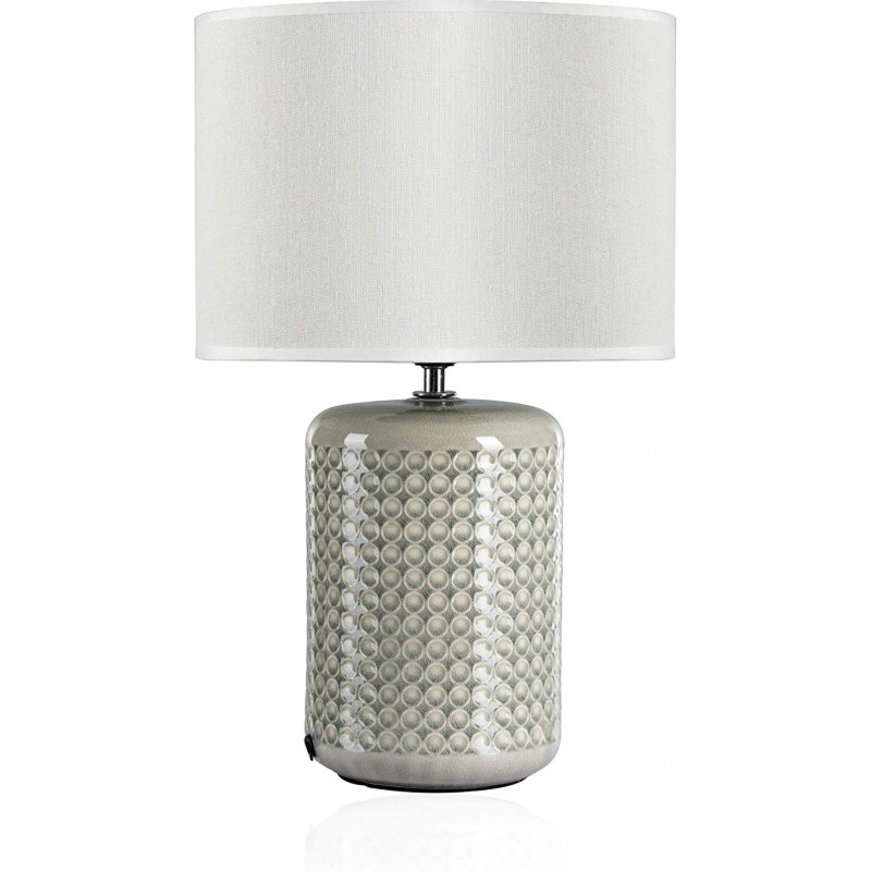 83,95 € Free Shipping | Table lamp 20W Cylindrical Shape 40×25 cm. Dining room, office and warehouse. Modern Style. Ceramic and Textile. Beige Color