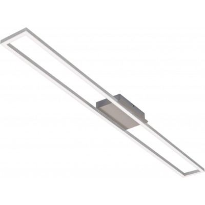97,95 € Free Shipping | Ceiling lamp Rectangular Shape 119×15 cm. Dimmable LED memory function Living room, bedroom and lobby. Modern Style. Aluminum. Nickel Color