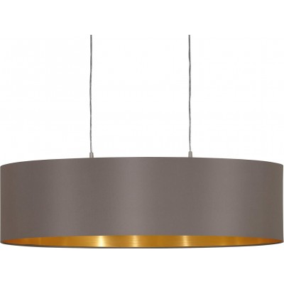 Lâmpada pendurada Eglo 60W 110×78 cm. Aço e têxtil. Cor cinza