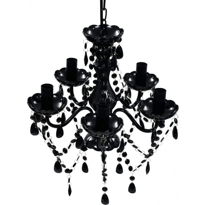 65,95 € Free Shipping | Chandelier 40W 15×14 cm. 5 light points Crystal, pmma and metal casting. Black Color