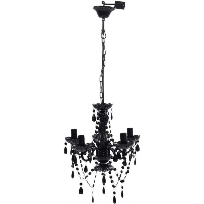 68,95 € Free Shipping | Chandelier 40W 15×14 cm. 5 light points Living room, bedroom and lobby. Classic Style. Crystal, PMMA and Metal casting. Black Color