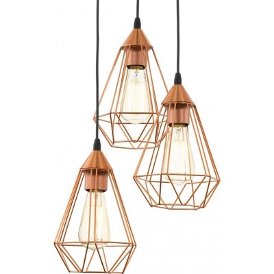 91,95 € Free Shipping | Hanging lamp Eglo Ø 31 cm. 3 points of light Kitchen. Retro Style. Steel. Copper Color