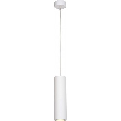 Lámpara colgante 35W Forma Cilíndrica Ø 7 cm. Comedor. Estilo moderno. Metal. Color blanco
