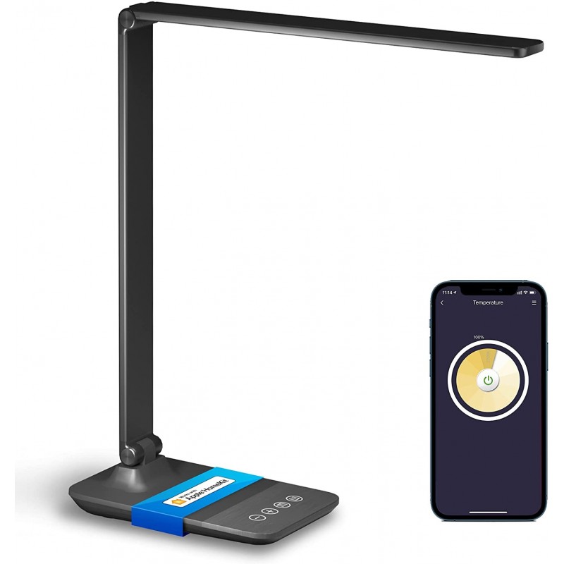 83,95 € Free Shipping | Desk lamp 10W 4000K Neutral light. Extended Shape 40×35 cm. LED with 3 colors and 4 levels of brightness. Touch control. Alexa, Apple and Google Home Dining room, bedroom and lobby. Modern Style. Black Color