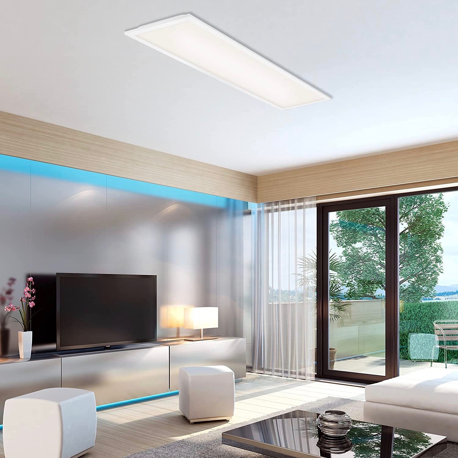 93,95 € Envío gratis | Plafón de interior 23W 100×25 cm. LED regulable Pmma y metal. Color blanco