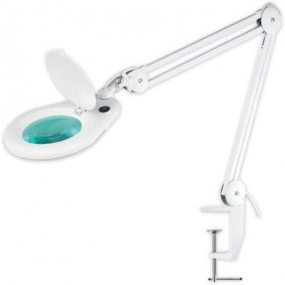 テクニカルランプ Angular 形状 52×24 cm. LED照明付き多関節拡大鏡 リビングルーム, ダイニングルーム そして ベッドルーム. 結晶 そして ガラス. 白い カラー