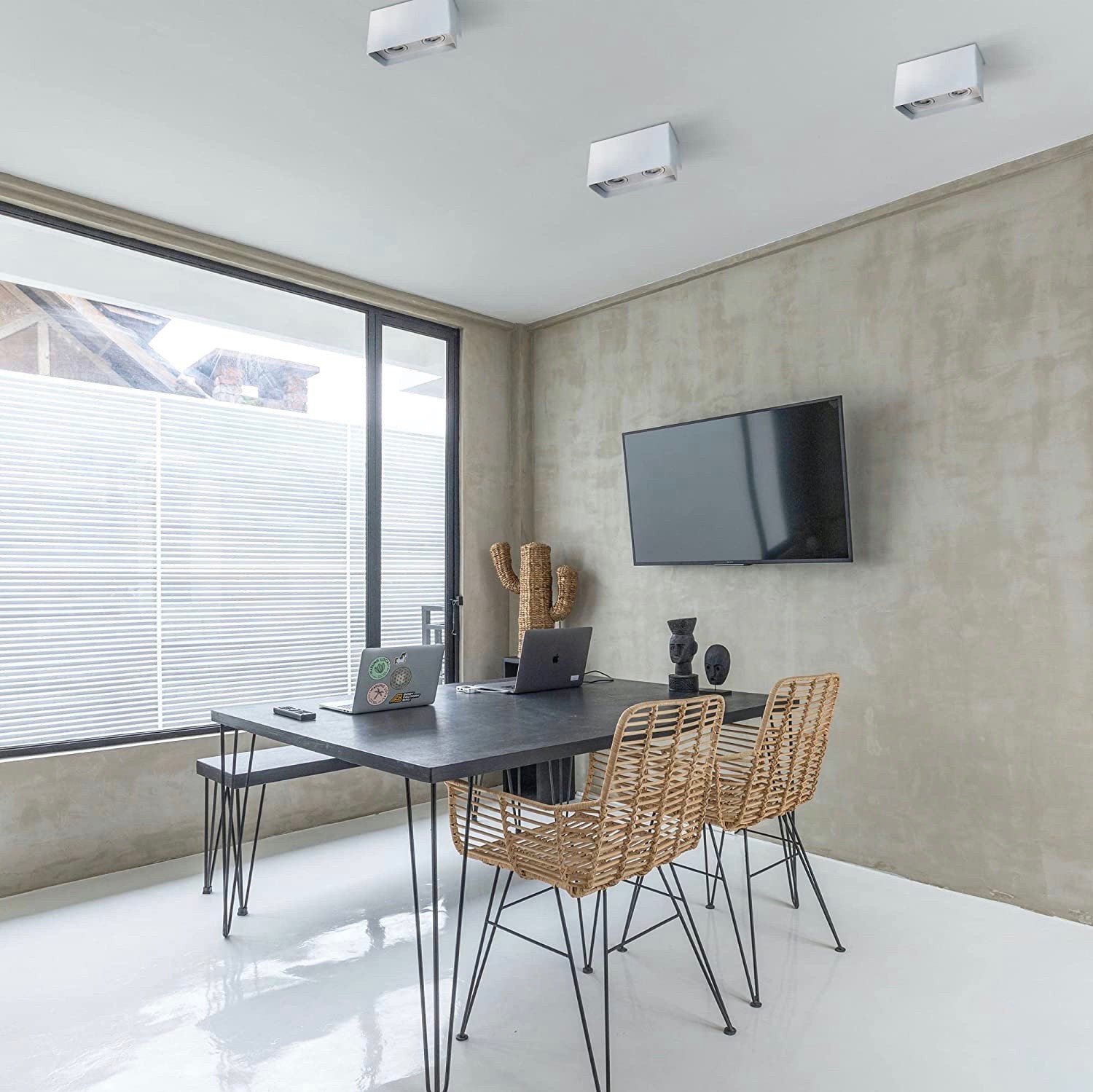 86,95 € Envoi gratuit | Projecteur d'intérieur 20×12 cm. Double mise au point réglable Aluminium. Couleur blanc