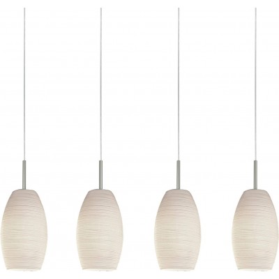 Lámpara colgante Eglo 40W 110×102 cm. 4 puntos de luz Acero y vidrio. Color blanco