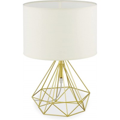 Tischlampe 44×31 cm. Metall und textil. Weiß Farbe