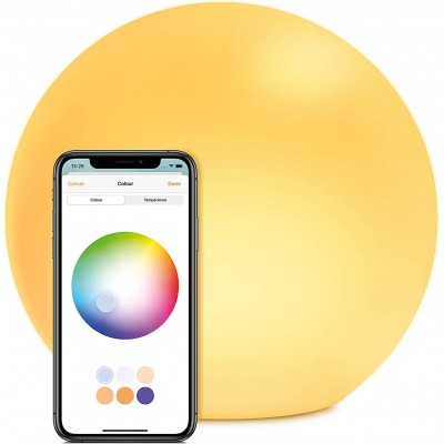 133,95 € Envío gratis | Lámpara de sobremesa 25×25 cm. LED portátil. Control con APP Smartphone y Bluetooth Pmma. Color amarillo