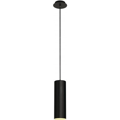 Lampada a sospensione 60W Forma Cilindrica 32×15 cm. Sala da pranzo. Stile moderno. Acciaio e Alluminio. Colore nero