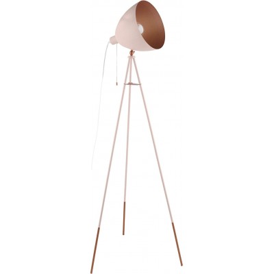 109,95 € Free Shipping | Floor lamp Eglo 60W Conical Shape 150×60 cm. Placed on tripod Dining room, bedroom and lobby. Modern Style. Steel. Rose Color