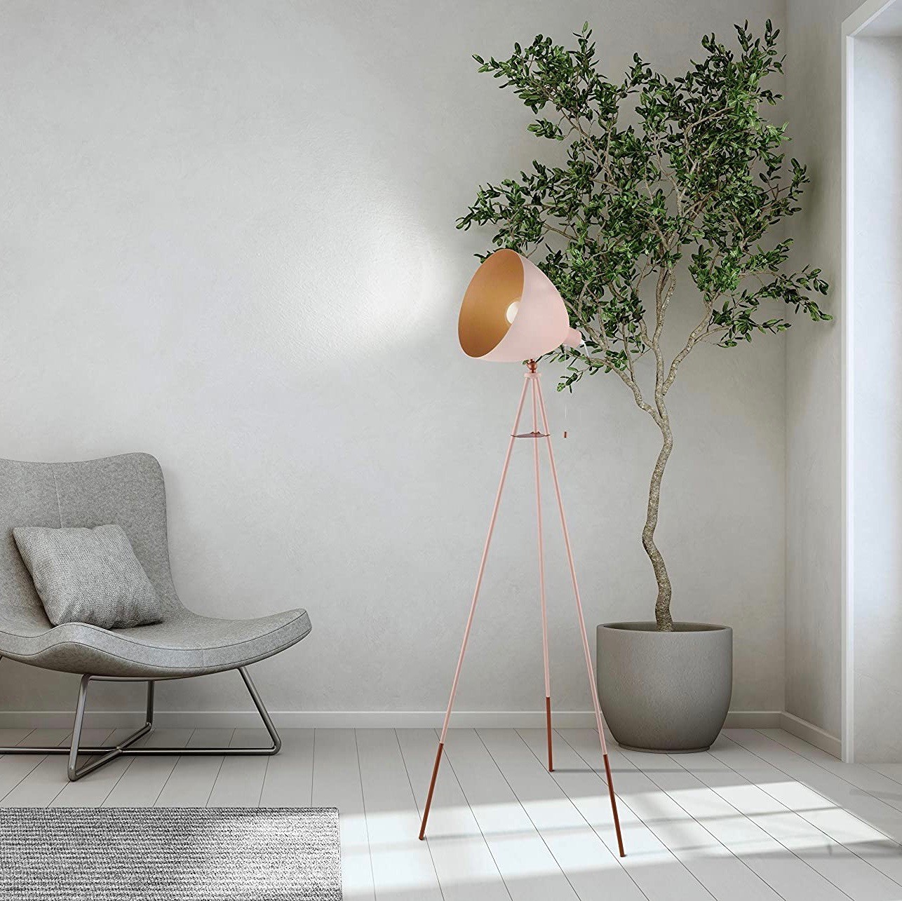 104,95 € Kostenloser Versand | Stehlampe Eglo 60W 150×60 cm. Auf Stativ gestellt Stahl. Rose Farbe