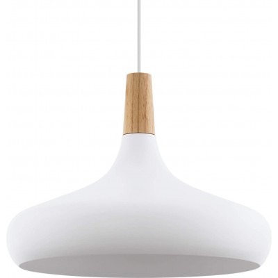 97,95 € Free Shipping | Hanging lamp Eglo 60W Round Shape Ø 40 cm. Living room, dining room and bedroom. Steel and Wood. White Color