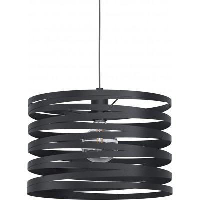 Hanging lamp Eglo 40W Cylindrical Shape Ø 37 cm. Living room, dining room and lobby. Steel. Black Color