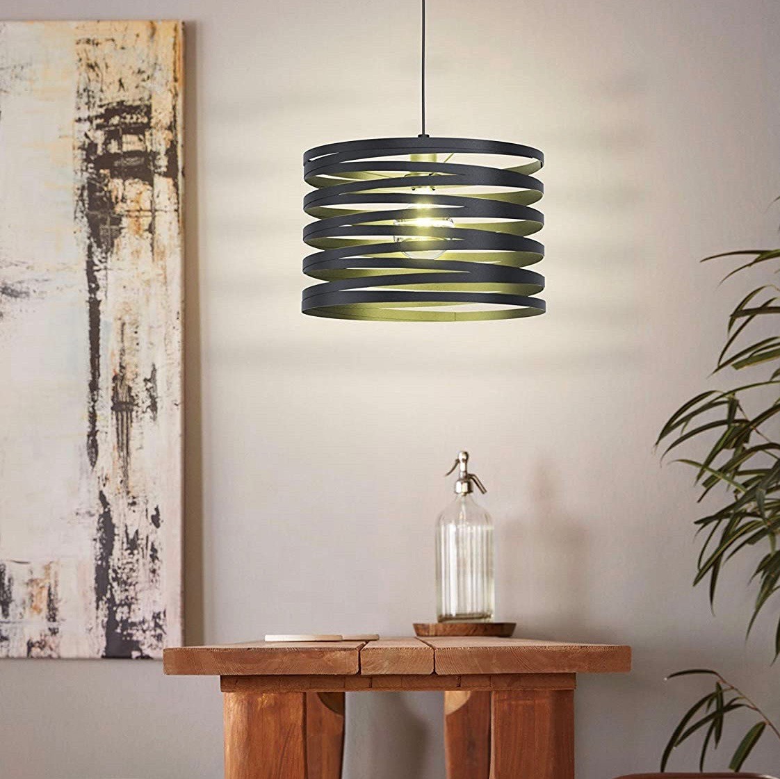 117,95 € Kostenloser Versand | Hängelampe Eglo 40W Ø 37 cm. Stahl. Schwarz Farbe