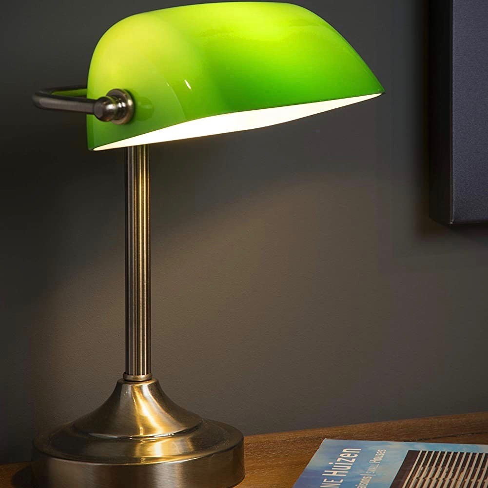 79,95 € Envoi gratuit | Lampe de bureau 40W 31×22 cm. Lampe de style banquier Cristal. Couleur vert