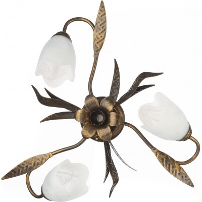 74,95 € Free Shipping | Ceiling lamp 55×55 cm. Triple bulb with flower-shaped design Living room, dining room and bedroom. Modern Style. Crystal, Metal casting and Glass. Brown Color
