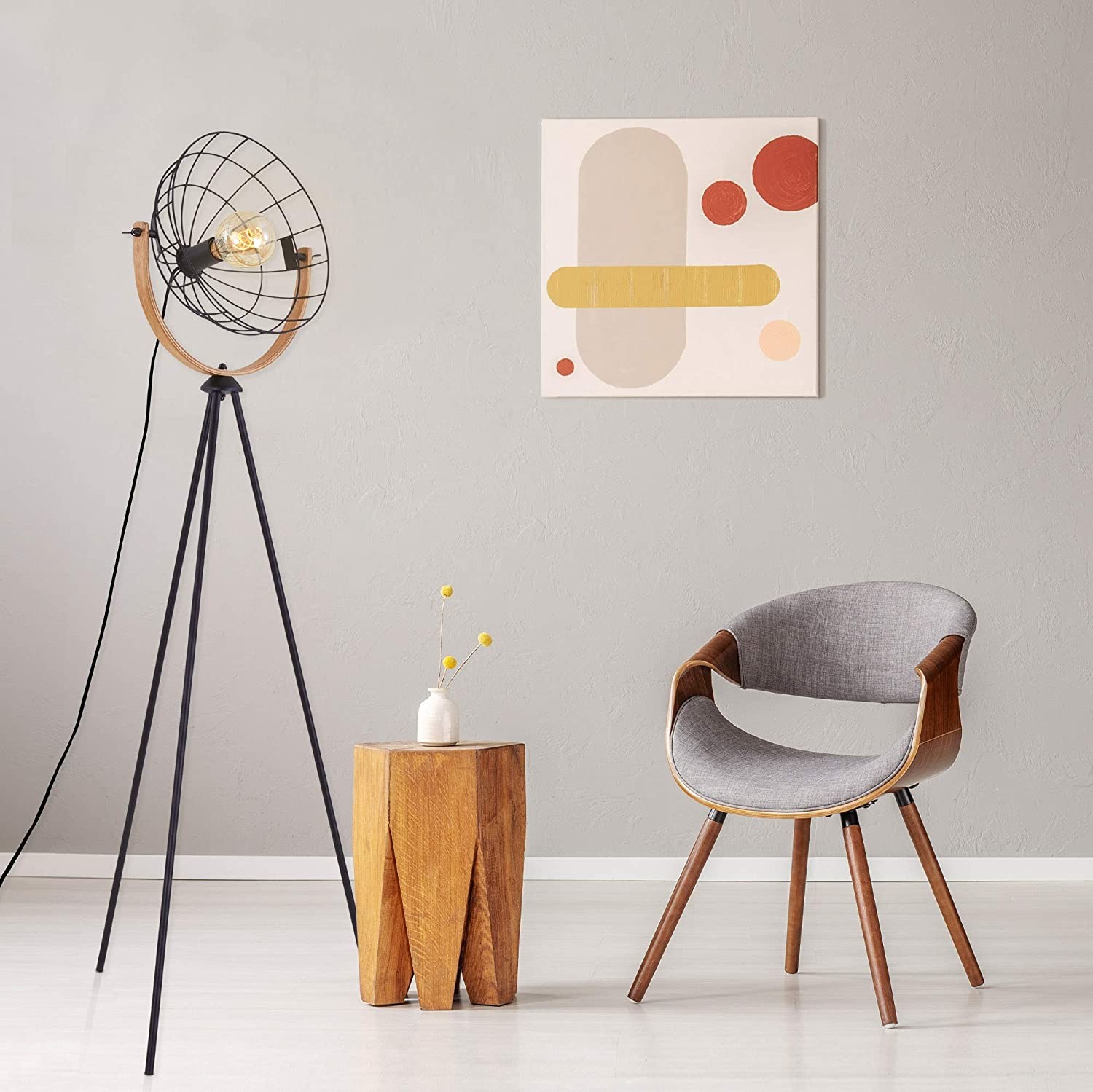 69,95 € Free Shipping | Floor lamp 149×60 cm. Clamping tripod Metal casting. Black Color