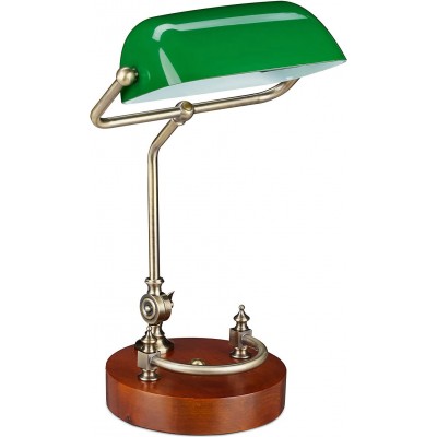 98,95 € Free Shipping | Desk lamp 40×20 cm. Banker style lamp Dining room, bedroom and lobby. Retro Style. Crystal. Green Color