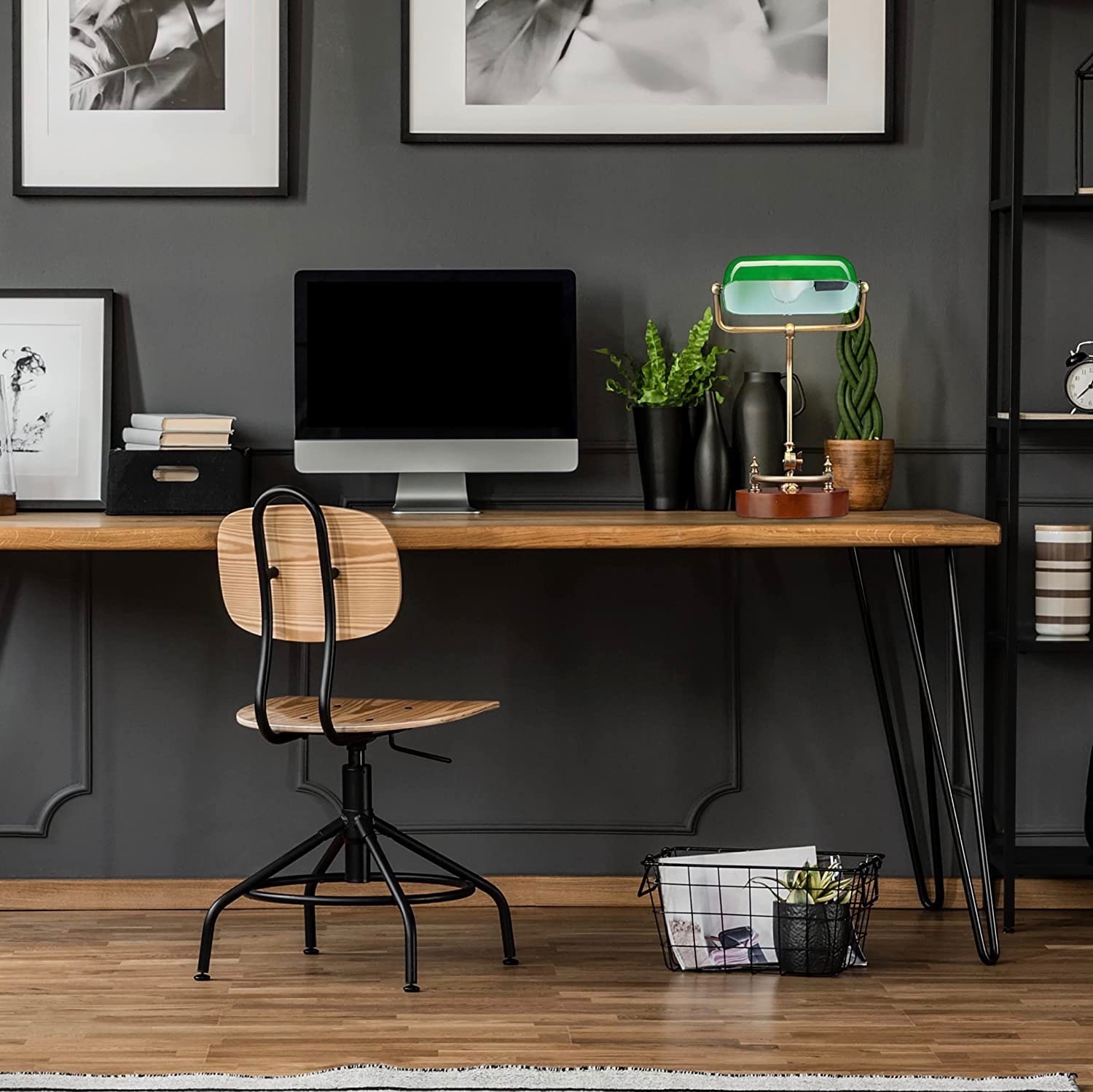 93,95 € Free Shipping | Desk lamp 40×20 cm. Banker style lamp Crystal. Green Color