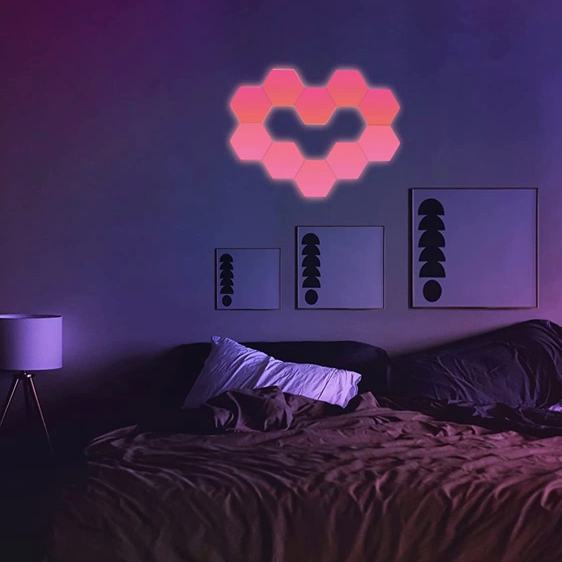 108,95 € Envío gratis | Aplique de pared interior 5W 31×10 cm. Conjunto de apliques hexagonales. LED RGB Multicolor. Conexión USB. Alexa y Google Home Abs y policarbonato